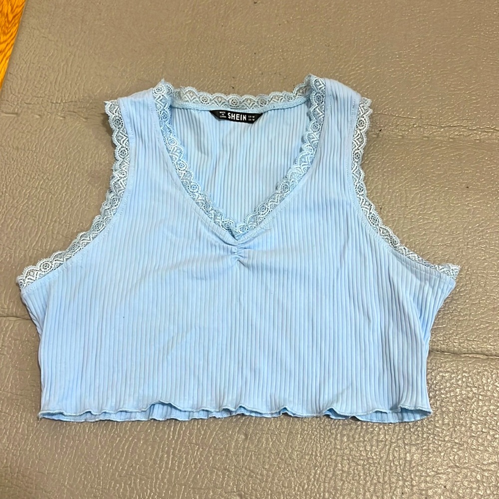 Light Blue Lace tank crop top